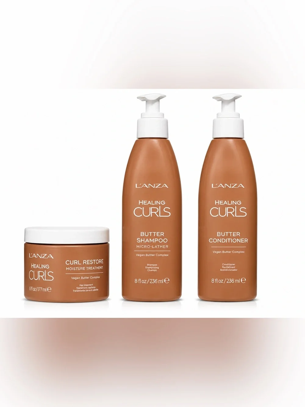 L’ANZA Healing Curls Butter Shampoo Conditioner & Curl Restore Treatment Set